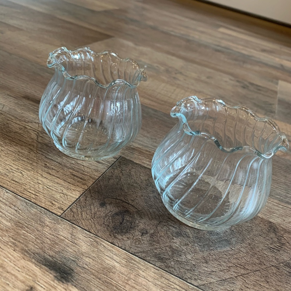 Set of 2 glass candle holders